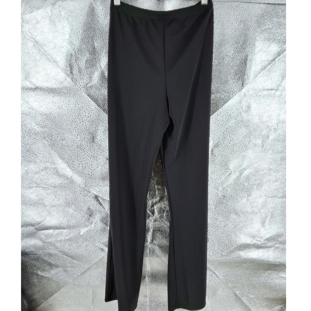 Connected Apparel Black Wide Leg Pants Small Elastic Waist Matte Jersey Matte - Picture 4 of 6
